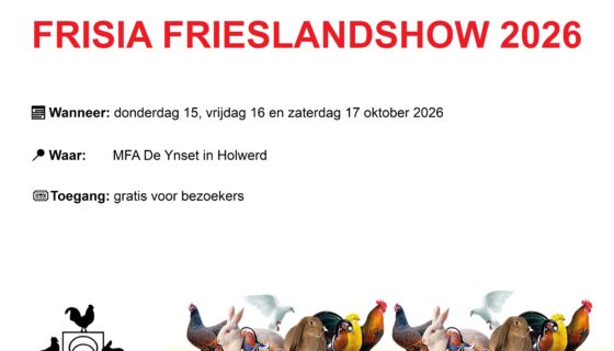 Uitnodiging inschrijving Frisia Frieslandshow 15, 16 en 17 oktober 2026